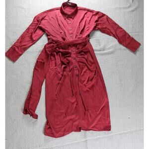 New BTFBM Dress Womens XL Red Satin Runched Shirt Dress Tie